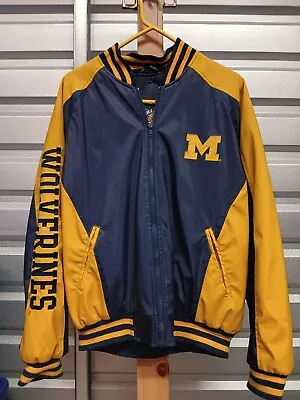 VTG Steve And Barrys Michigan Wolverines Letterman Bomber Jacket Mens Size Med. • $19.99