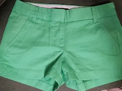 J Crew Women's Mid Rise Flat Front Hook & Eye Closure Chino Shorts Size 0 Green • $11