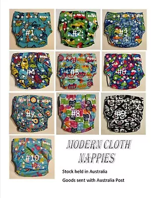 Reusable Modern Baby Cloth Nappies Diapers With Inserts - Bulk - Eco Friendly • $37