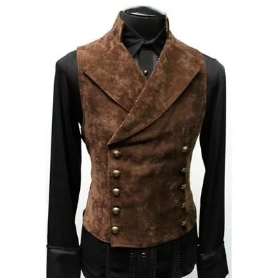 Mens Gothic Steampunk Vest Medieval Waistcoat Stage Cosplay Prom Costume • $58.92