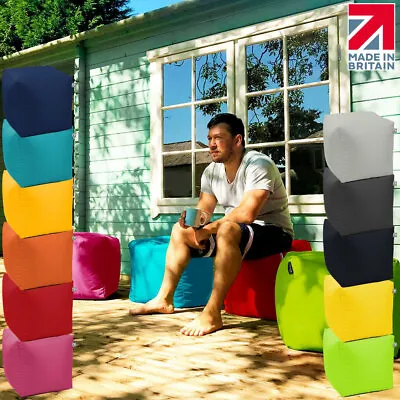 Outdoor Cube Bean Bag Garden Water Resistant Footstool Pouffe Rucomfy Beanbags • £24.99