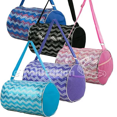 Kid's Girls Dance Chevron Wave Sequin Duffle Bag Gymnastics Cheer Colors Option • $13.99