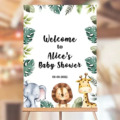 Personalised Baby Shower Welcome Table Sign Neutral Safari Poster Sign - A5-A3 • £12.99