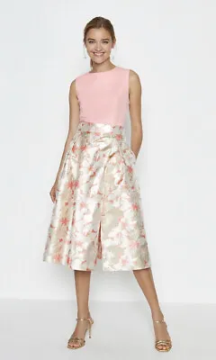 COAST Solid Bodice Jacquard Full Midi DressRRP £109 • £34.99