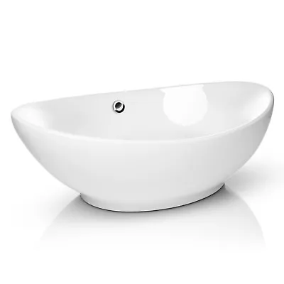 Modern Ceramic Vessel Sink - Bathroom Vanity Bowl - Large Oval White • $62.99