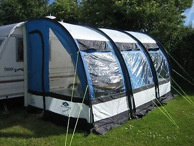 Used Sunncamp Ultima 390 Plus Blue Caravan Porch Awning With Rear Upright Poles • £155