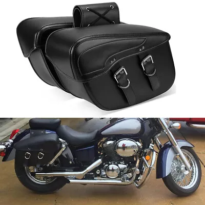 Luggage Side Saddle Bags PU Leather For Yamaha V Star XVS 650 950 1100 1300 • $129.99