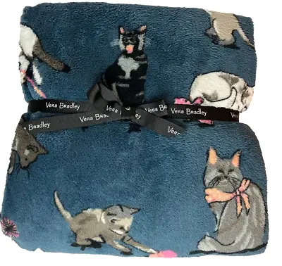 NEW Vera Bradley Throw Blanket Cat's Meow 80” X 50” Soft Plush • $39.95