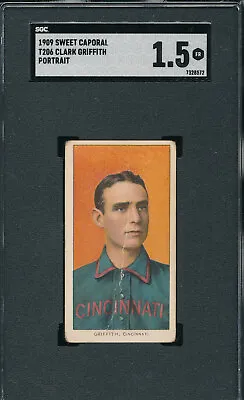 Date Stamp Sgc 1.5 Fair T206 Clark Griffith Portrait 1909 Sweet Cap Graded Tphlc • $195