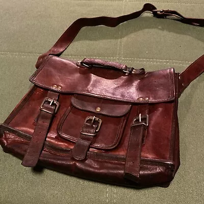 13  Men's Real Genuine Vintage Brown Leather Shoulder Messenger Bag Briefcase • £28