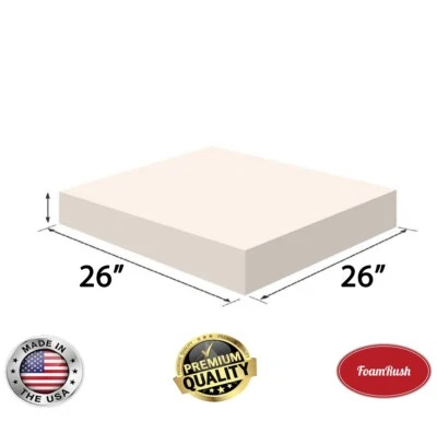 $32.99 • Buy 26  X 26  High Density Upholstery Foam Cushion, Foam Rubber Seat Replacement