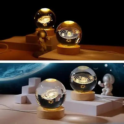 LED Crystal Table Lamp USB 3D Moon Galaxy Globe Night NEW Light Gift Decor • $9.65