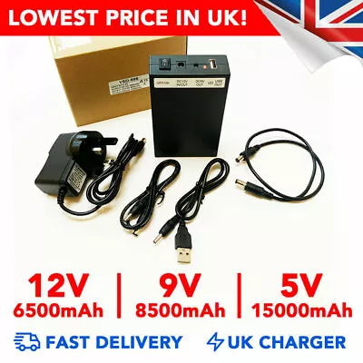 £39.99 • Buy 12v 6500mAh 9v 5v Rechargeable Li-ion Battery Portable DC Power Pack - UK