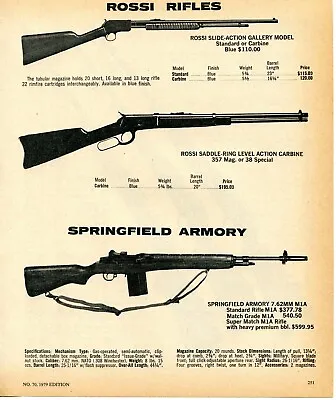 1979 Print Ad Rossi Gallery & Saddle Ring Carbine Springfield 7.62mm M1A Rifle • $9.99