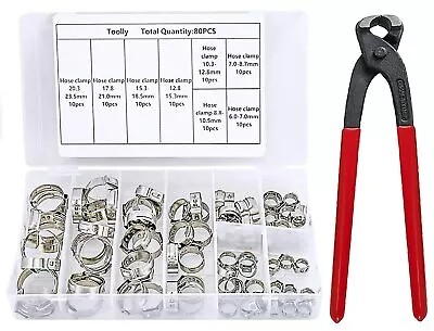 80Pcs Stainless Steel 1/4 -15/16  Single Ear Hose Clamps With Ear Clamp Pincer • $28.99