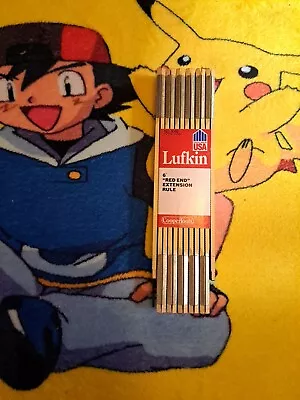 Lufkin X46 6 Ft. Red End Wood Extension Wood Rule W/ 6  Brass Extension Vintage • $19.99