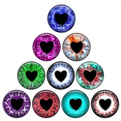 10Pcs Flat Glass Cabochons Love Heart Cat Toys Dragon Eyes Jewelry Findings • $17.98