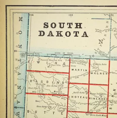 1800s Vintage SOUTH DAKOTA Map Antique South Dakota State Map Sturgis Pierre • $14.95