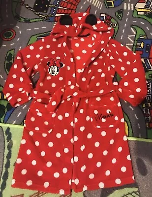 6-7Y Disney Girl Red Dots Minnie Mouse Sleep Dressing Gown • £8