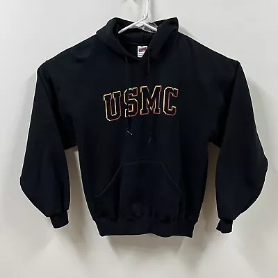 Vintage Usmc Hoodie Mens Large Black Pullover Marine Corps Soffe Y2K • $24.88