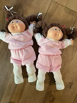 TWO TWIN  1978/ 1982 Cabbage Patch Dolls! Brown Ponytails Blue Eyes TWINS NEW! • $39.99