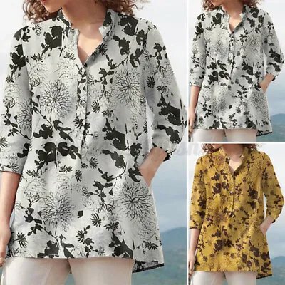 ZANZEA Women Summer Baggy Tunic Tops Plus Size Ladies Print Blouse Tee T-Shirt • $22.89