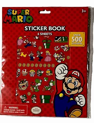 Super Mario By Nintendo Sticker Book 6 Sheets Over 500ct Stickers • $10