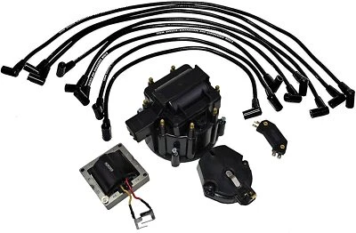 $54.99 • Buy Chevy SBC 262 283 305 350 HEI Distributor Tune Up Kit & 8.0mm Spark Plug Wires