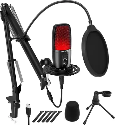 Gaming Microphone TECURS USB Microphone Kit For Computer Podcast Mic Black  • $69.60