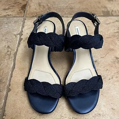 Alex Marie Devah Rope Blaid Sandals Navy Block Heel Women’s 8.5M • $45