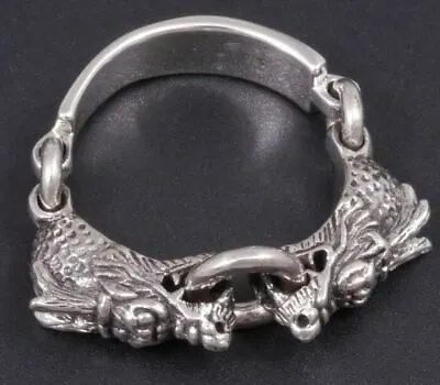 8g DOUBLE HEADED JAPANESE DRAGON SNAKE LUCKY 925 STERLING SOLID SILVER MENS RING • $44.25