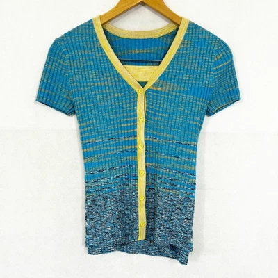 $249.99 • Buy Staud Blue Multicolor Ribbed Short Sleeve Knit Top & Matching Skirt Set - S/M