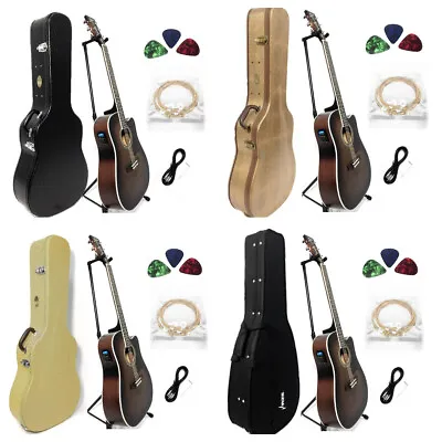 $353 • Buy Haze Dreadnought Electro-Acoustic Guitar,Dark Violin Sunburst+Hard Case. 650DVS