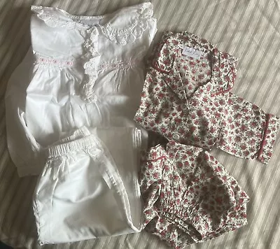 Rachel Riley Girls PJs Size 4 Yrs 2 Pairs Broidrey & Floral • £28.99