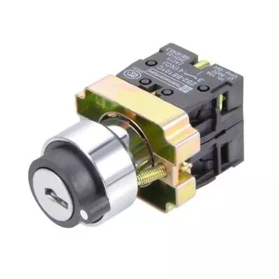 22mm Key Locking Push Button Switch 3 Position DPST AC 240V/3A W/ Keys • £12.67