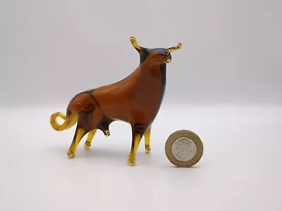 Vintage Amber Glass Bull Figure - Abstract MCM Art  • £10.95