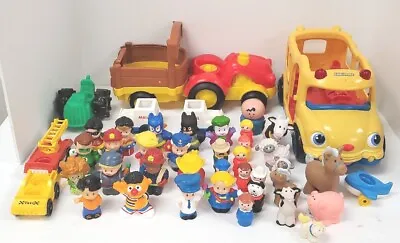 $69 • Buy Little People 43pc Figures And Vehicle Lot Super Heroes Ernie Farm Animals More