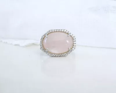 Sterling Silver 925 Natural Pink Kunzite Modern Ring Size 10 • $37.05