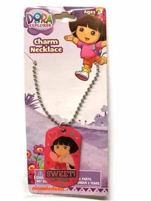 DORA THE EXPLORER SWEET Kids Girl Dog Tag Pendant Charm Necklace Chain Key Chain • $10.40