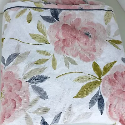 Nicole Miller Duvet Cover Full / Queen Floral White Pink 100% Cotton 84x90 • $31.99