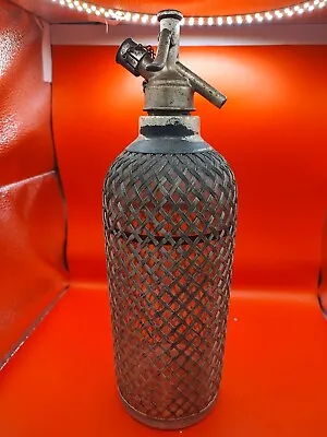 Vintage Sparklets Art Deco  Glass Seltzer Bottle Czech Silver Plate New York • $29.25