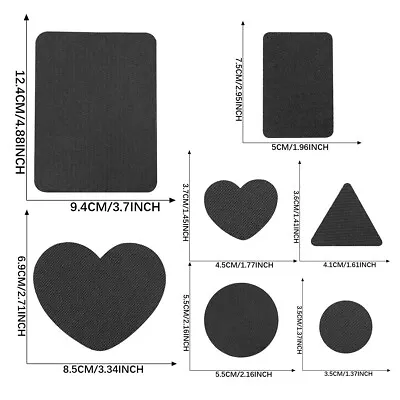 7pcs Self-Adhesive Mending Patches - Heart Circle Square Stick On Fabric Repair • £3.59