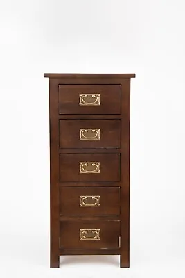 Oak Bedside Table Wood Nightstand5 Storage Drawer Bed Oak Bedside Cabinet-Walnut • £199