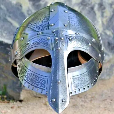 Medieval Norman Viking Armorknight Helmet Spectacles14 Gauge Mask Helmet Decor • $88.10