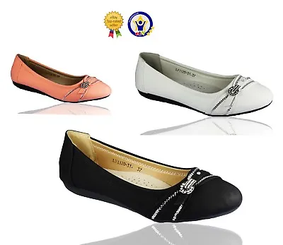 Women Ladies Ballerina Dolly Pumps Ladies Flat Glitter Ballet Bridal Shoes Size. • £12.99