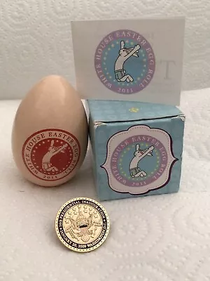 OBAMA EASTER 2011 EGG PINK W BOX + PIN 2009 INAUGURATION DEMOCRAT SIGNATURE RARE • $29.95