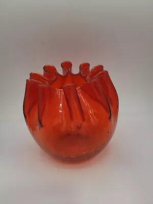 Pilgrim Vintage Glass Ruffled Vase Tangerine • $29.99