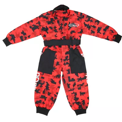 LEO Junior Kids Motocross Camo Race Suit Childrens Overalls ATV Quad MX Red • £26.99