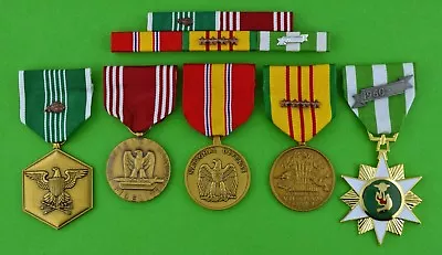 5 Vietnam War Army Medals & Ribbon Bar - Commendation Good Conduct -  4 Stars • $119.95