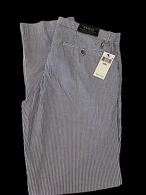 Polo Ralph Lauren Seersucker Blue Striped Men's Pants 36 W 34 Inseam NWT $110 • $51.99